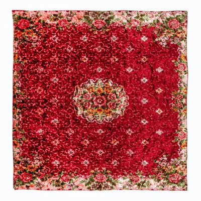 5.7x7 Ft Unique Vintage Floral Design Velvet Wall Hanging, Decorative Bed Cover. RS156