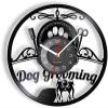 12 Inch Round Wall Clock Dog Grooming Salon Wall Clock Salons for Pets Animals Laser Etched Vinyl Wall Watch Retro Black Hanging Decor view 1