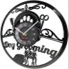 12 Inch Round Wall Clock Dog Grooming Salon Wall Clock Salons for Pets Animals Laser Etched Vinyl Wall Watch Retro Black Hanging Decor view 2