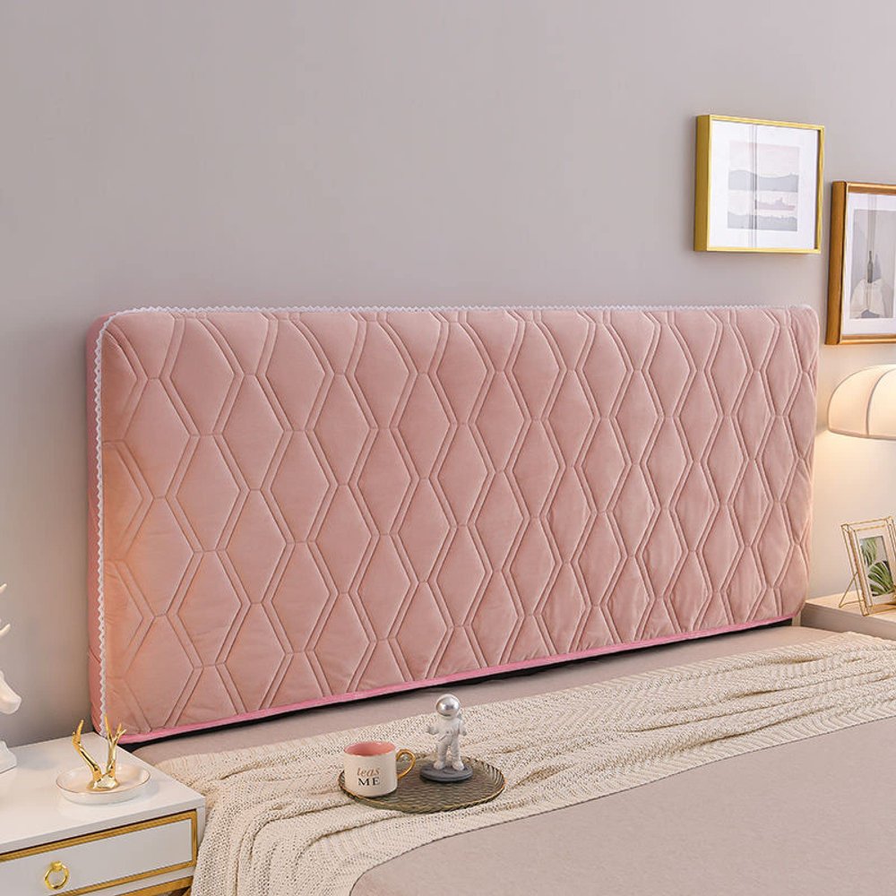 CAMZ Velvet Thicken Bed Headboard Slipcover for Twin Queen Full Cal King Size, Quilted Old Headboard Cover Dustproof Protector Cover Washable