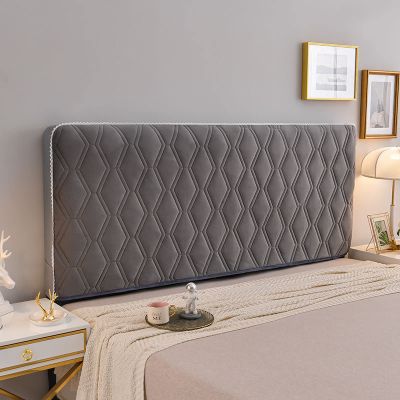 CAMZ Velvet Thicken Bed Headboard Slipcover for Twin Queen Full Cal King Size, Quilted Old Headboard Cover Dustproof Protector Cover Washable