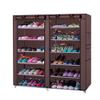 6 Tier Shoe Rack with Dustproof Cover, 36 Pairs Portable Vertical Double Row Shoe Rack Storage Organizer with Nonwoven Fabric Cover Cabinet for Closet & Entryway, Coffee view 1