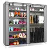9 Tier Shoe Rack with Dustproof Cover, 27 Pairs Portable Vertical Double Row Shoe Rack Storage Organizer with Nonwoven Fabric Cover Cabinet for Closet & Entryway, Gray view 1