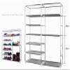 9 Tier Shoe Rack with Dustproof Cover, 27 Pairs Portable Vertical Double Row Shoe Rack Storage Organizer with Nonwoven Fabric Cover Cabinet for Closet & Entryway, Gray view 3