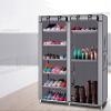 9 Tier Shoe Rack with Dustproof Cover, 27 Pairs Portable Vertical Double Row Shoe Rack Storage Organizer with Nonwoven Fabric Cover Cabinet for Closet & Entryway, Gray view 4