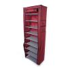 9 Tier Shoe Rack with Dustproof Cover, 27 Pairs Portable Vertical Shoe Rack Storage Organizer with Nonwoven Fabric Cover Cabinet for Closet & Entryway, Wine Red view 1