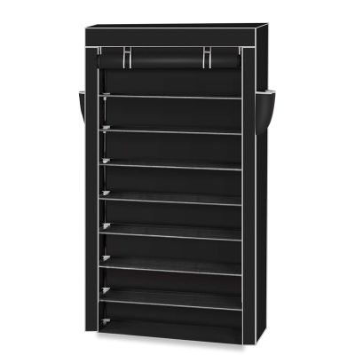 7 Tier Shoe Rack with Dustproof Cover, 36 Pairs Portable Vertical Double Row Shoe Rack Storage Organizer with Nonwoven Fabric Cover Cabinet for Closet & Entryway, Black