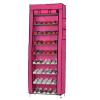 9 Tier Shoe Rack with Dustproof Cover, 27 Pairs Portable Vertical Shoe Rack Storage Organizer with Nonwoven Fabric Cover Cabinet for Closet & Entryway, Rose Red view 4