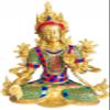 Lady Buddha Statue Indoor Gold Brass Buda Sculpture for Home Decor, Nepalese Craft Hand-Made (Idol for Peace Meditation Protection Buddha Sculpture, Tabletop Craft) Golden view 1