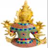 Lady Buddha Statue Indoor Gold Brass Buda Sculpture for Home Decor, Nepalese Craft Hand-Made (Idol for Peace Meditation Protection Buddha Sculpture, Tabletop Craft) Golden view 2