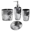 Zahari Home 4pc Erica Bathroom Accessories Sets Modern Classic Soap Dispenser, Tumbler, Tooth Brush Holder and Soap Dish Holder Unique Design Grey Bathroom Set view 1