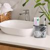 Zahari Home 4pc Erica Bathroom Accessories Sets Modern Classic Soap Dispenser, Tumbler, Tooth Brush Holder and Soap Dish Holder Unique Design Grey Bathroom Set view 4