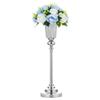 0052-Silky Silk Flower Vase| Wedding Table Centerpiece |Event Flowers Rack |Flower Vase Road Leading Vase for Engagement & Home Decor. (28.35" x 5.12" Inches, Silver) view 1