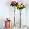 0052-Silky Silk Flower Vase| Wedding Table Centerpiece |Event Flowers Rack |Flower Vase Road Leading Vase for Engagement & Home Decor. (28.35" x 5.12" Inches, Silver) view 4