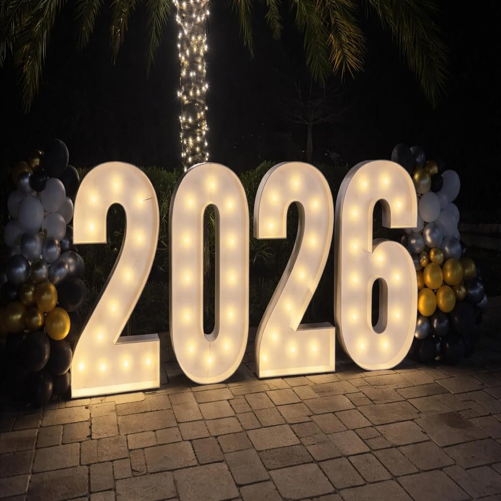 4FT 2026 Light Up Numbers Pre-Cut Frame Giant Marquee Numbers, Graduation, Grad 2026 Decoration