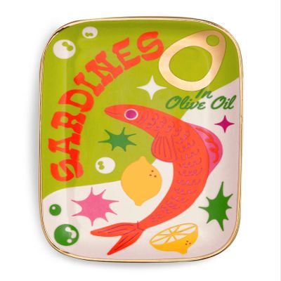 ban.do Novelty Trinket Tray, Ceramic Jewelry Dish, Small Decorative Tray for Keys or Decor, Cute Catchall Tray, Sardines