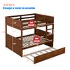 ISHVED Latest Upgraded & Stronger Bunk Bed Full Over Full with Trundle, Convertible Design, Safer Reinforced Solid Wood Bunkbed Full Over Full Size Bunk Bed Frame (Easier Assembly) (Walnut) view 2
