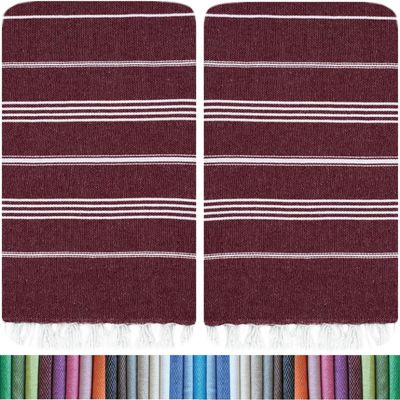 HAVLULAND |Pack of 2| Turkish Beach Towels Oversized 39x71, 100% Turkish Cotton Sand Free Quick Dry Absorbent Towel Travel Blanket for Adults Beach Gift Beach Essentials - Burgundy