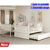 ISHVED Latest Upgraded & Stronger Bunk Bed Full Over Full with Trundle, Convertible Design, Safer Reinforced Solid Wood Bunkbed Full Over Full Size Bunk Bed Frame (Easier Assembly) (White) view 3
