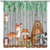 Rustic Animal Curtains, Wild Forest Animal Bear Fox Deer Kids Window Treatments for Living Room Bedroom, Farmhouse Woodland Blackout Drapes 2 Panel Sets, 63x72 Inch view 1