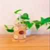 Iced Coffee Glass Cup with Bamboo Lid and Straw | 16oz Beer Can Glass | beer glass Cup | Can Shaped Glass Soda Can Cup | Smiley beige and brown Glass Cup, Beer Glass Can, Glass Coffee Cup view 1