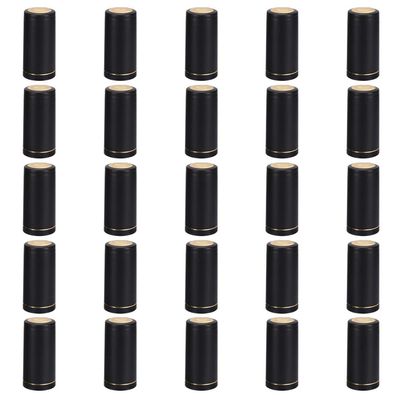 STOBAZA 25pcs Heat Shrink Capsules for Wine Bottles -off Sealing Caps Black Wine Bottle Sleeves for Home Pub Winery Use Diameter