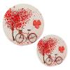 ALAZA Red Love Heart Bicycle Valentine's Day PotHolders Trivets Set Cotton Hot Pot Holders Set Farmhouse Coasters,Hot Pads,Hot Mats for Kitchen Counter Decorative view 1