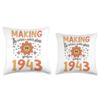 80 Birthday Making the world a better place since 1943 Throw Pillow view 3
