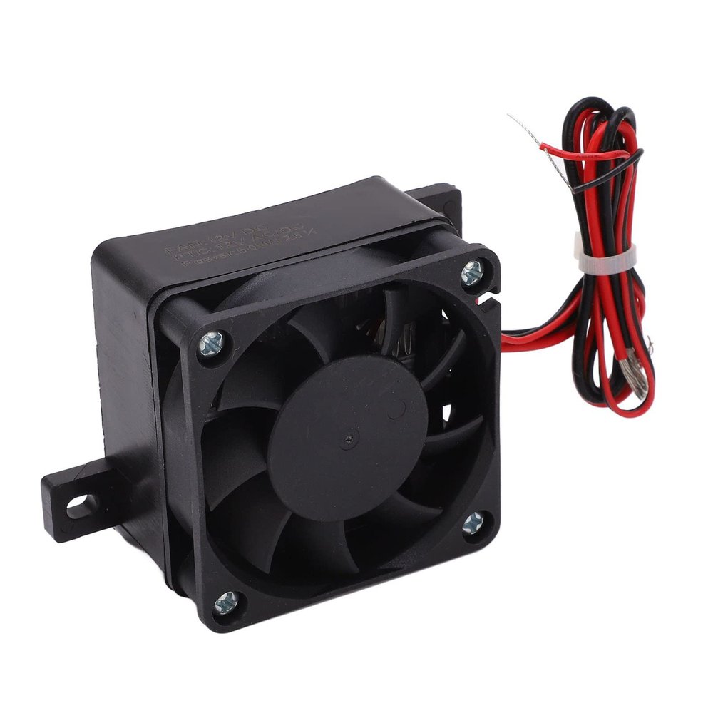 PTC Fan Heater, Insulated Mini Ceramic Air Heater for Small Space - DC12V 50W Constant Temp Heating, High Temperature Wire (60 X 60 X 42mm)
