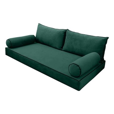 SLIPCOVER ONLY V2 Velvet Indoor Daybed Mattress Pillow Contrast Trim Twin AD317