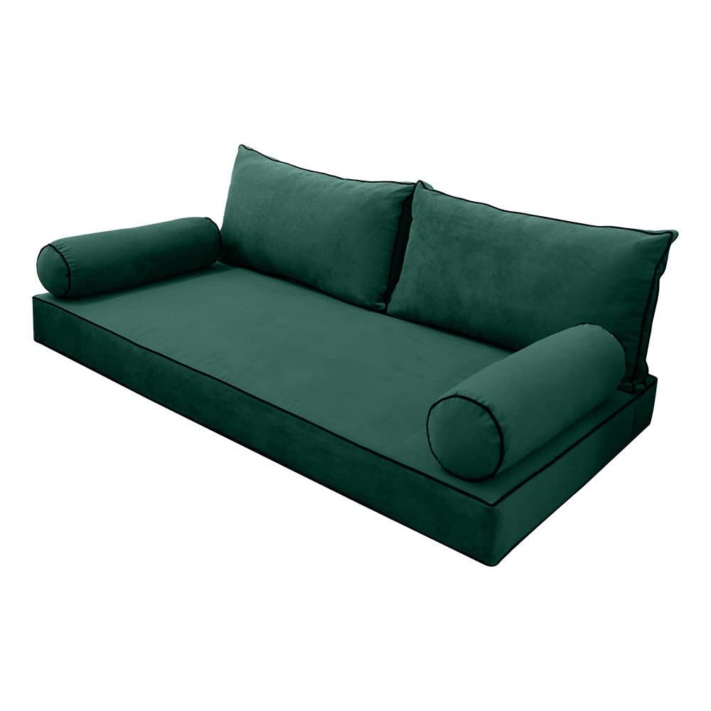 SLIPCOVER ONLY V2 Velvet Indoor Daybed Mattress Pillow Contrast Trim Twin AD317