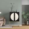 Goujxcy 2 Door High Cabinet with Adjustable Shelf, Symmetrical Semicircle Design, Suitable for Living Room, Bedroom (Black-2 Door) view 1