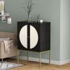 Goujxcy 2 Door High Cabinet with Adjustable Shelf, Symmetrical Semicircle Design, Suitable for Living Room, Bedroom (Black-2 Door) view 2