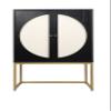 Goujxcy 2 Door High Cabinet with Adjustable Shelf, Symmetrical Semicircle Design, Suitable for Living Room, Bedroom (Black-2 Door) view 4