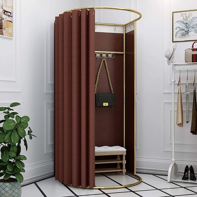 LLUMIC Portable Temporary Mobile Privacy Protection Dressing Room, 37.4x39.3x78.7in, Brown Iron Fitting Room