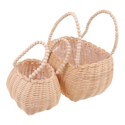 HANABASS 2pcs Hand Woven Multi-purpose Flower Basket Decorative Storage Baskets for Home Office and Events Natural Rattan Unique Shape