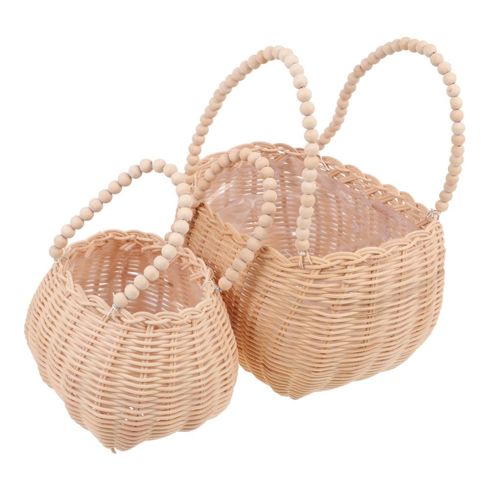 HANABASS 2pcs Hand Woven Multi-purpose Flower Basket Decorative Storage Baskets for Home Office and Events Natural Rattan Unique Shape