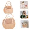 HANABASS 2pcs Hand Woven Multi-purpose Flower Basket Decorative Storage Baskets for Home Office and Events Natural Rattan Unique Shape view 3