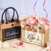 Buryeah 8 Pack Bride Tote Bag Bride Tribe Wedding Gift Bridal Burlap Bag with Handles Bridal Jute Tote Reusable for Newlywed(Black) view 2