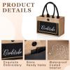 Buryeah 8 Pack Bride Tote Bag Bride Tribe Wedding Gift Bridal Burlap Bag with Handles Bridal Jute Tote Reusable for Newlywed(Black) view 4