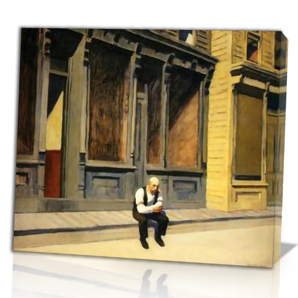 Famous Edward Hopper Abstract Landscape Oil Painting Reproductions on Canvas Posters and Prints Wall Art Picture for Living Roomrailroad trainFramed-60x66cm(23.6x25.9in)