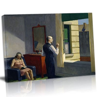 Modern Painting Edward Hopper Canvas Wall Art Canvas Painting Posters Prints Wall Pictures for Living Room Home DecorationHotel by a RailroadFramed-50x65cm(19.7x25.6in)