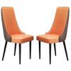 WKWKW Kitchen Micro Fiber Dining Chairs Set of 2 Kitchen Living Room Lounge Counter Chairs Sturdy Carbon Steel Metal Legs(Orange+Brown,Black Feet) view 1