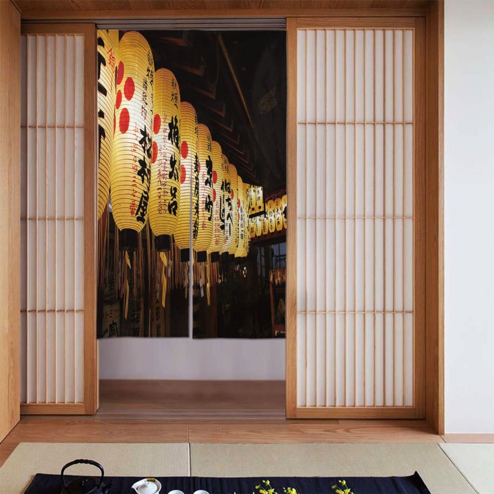 JCETUNO Doorway Curtain Tapestry, Bedroom Kitchen Bathroom Door Decor Room Partition,Wide 29.5",Lanterns