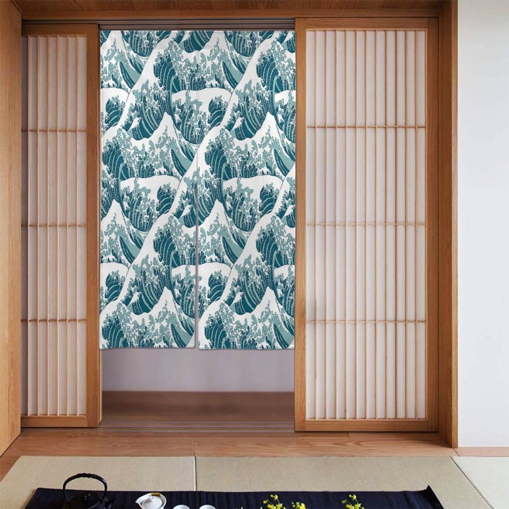 JCETUNO Japanese Noren Doorway Curtain Tapestry, Bedroom Kitchen Bathroom Door Decor Room Partition,Wide 27.5",Japanese Painting