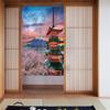 JCETUNO Chinese Japanese Noren Doorway Curtain Linen Printed Hanging Door Tapestry for Sushi Kitchen Home Decoration,Wide 27.5",Spring view 1