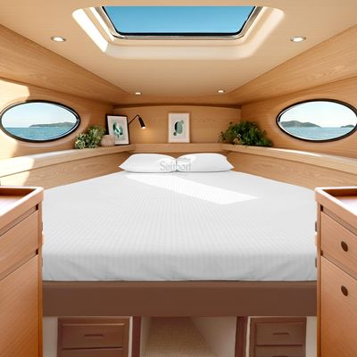 After Berth 4 Pcs Bed Sheet Set for Boat, 100% Egyptian Cotton Best Boat V Berth Bedding Fits Mattresses up to 6 Depth - Soft & Breathable 600 TC Boating Sheet Set (Universal AFT Berth, White Stripe)