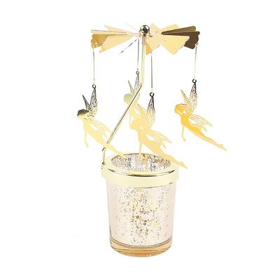 Spinning Candle Holder, Golden Metal Rotating Candlestick Glass Candle Holder Rotary Candle Holder Spinning Candleholder Hot Spinning Rotating Home Table Decorations for Valentine's Day Gift
