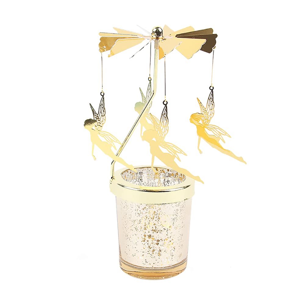 Spinning Candle Holder, Golden Metal Rotating Candlestick Glass Candle Holder Rotary Candle Holder Spinning Candleholder Hot Spinning Rotating Home Table Decorations for Valentine's Day Gift