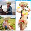 Patelai 4 Pcs Hawaii Straw Hat Pava Hat Puerto Rico Pava Scarecrow Costume Accessory Beachcomber Panama Hats for Costume(Dark,Classic Style) view 3